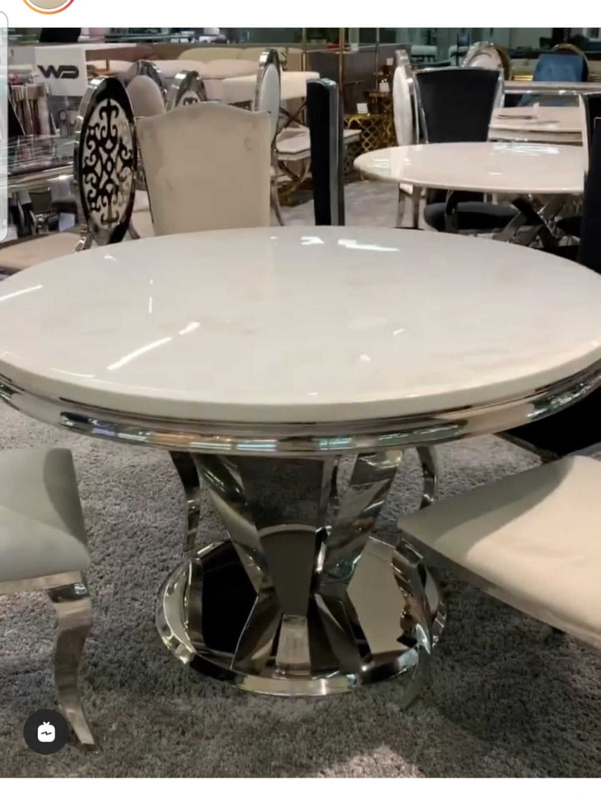 Стіл з мармурового каменю Cristal 130 хром - Aristomebli