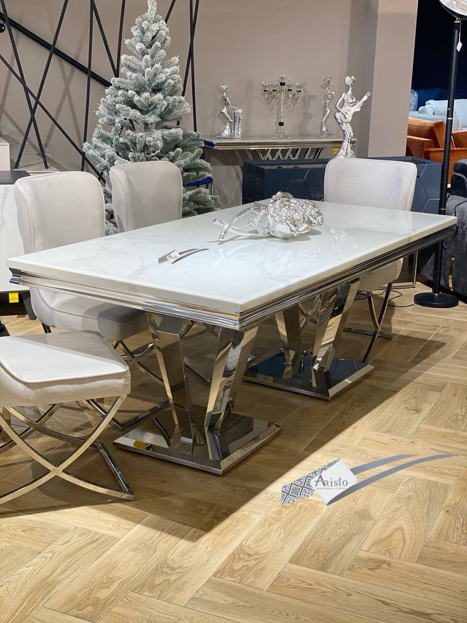 Стіл мармуровий Diamond хром 200 - Aristomebli