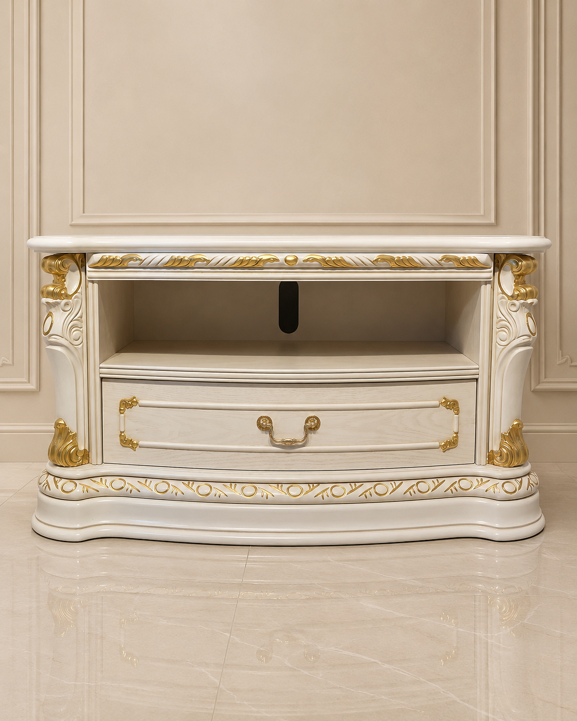 Тумба ТВ Carpenter 208 білий структура золото - Aristomebli